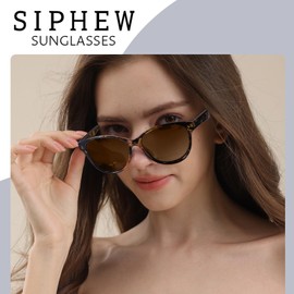 SIPHEW Women's Polarised Classic Sunglasses with UV400 Protection for Women, A04 - Gate Floral/Brown
