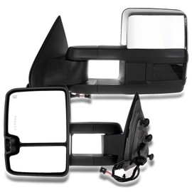 Aintier Tow Mirrors Fit for 2014-2018 For Chevy For GMC 1500 2015-2019 For Chevy For GMC 2500 HD 3500 HD Towing Mirrors Left Side and Right Side Power Heated LED Turn Signal Width Light Chrome