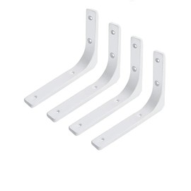 YIAGUN Shelf Brackets 100mm*100mm Premium Right Angle Corner Brackets for Shelf – Support Shelving Brackets for Wall Hanging – Heavy-Duty Steel Angle Brackets for Floating Shelves (White 4 Pcs)