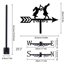 SUPERDANT Boxing Hare Weather Vane Rabbit Metal Weathervane Animals Windvanes Weathercock Funny Decorative Wind Direction Vanes Signs for Farmhouse Outdoor Garden Lawn Roof Paddock Decoration