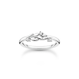 THOMAS SABO Ring Leaves with Stones 925 Sterling Silver TR2376, Sterling Silver, Cubic Zirconia