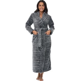 Alexander Del Rossa Women's Robes, Long Plush Bathrobe, Womens Robe with Hood, Hooded Robes for Women Plus Size Robe Light Heathered Gray XL (A0116AOEXL)