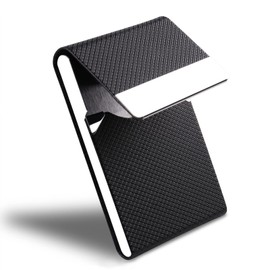 DMFLY Business Name Card Holder Luxury PU Leather & Multi Card Case, Business Name Card Holder Wallet Credit Card ID Case Holder for Women & Men - Keep Your Business Cards Clean, Black-zs, Minimalist