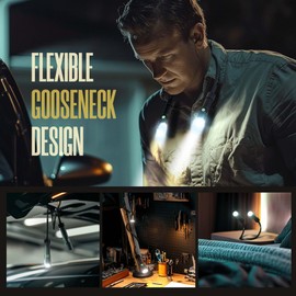 LED Neck Light, 2Pack 1800Lumens Rechargeable Neck Flashlight with Magnetic Base, Detachable Neck Work Light with Zoomable Flashlight, Flexible Around Mechanic Neck Lamp for Car Repairing Reading