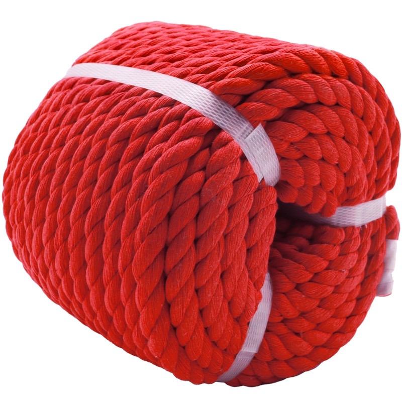 Red Cotton Rope 1/2 Inch x 100 Feet Natural Thick