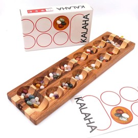 Kalaha Folding Mancala Game Stones, Semi-Precious Stones, Bean, Hus, Bao, Wooden Wood Family Game Party Game