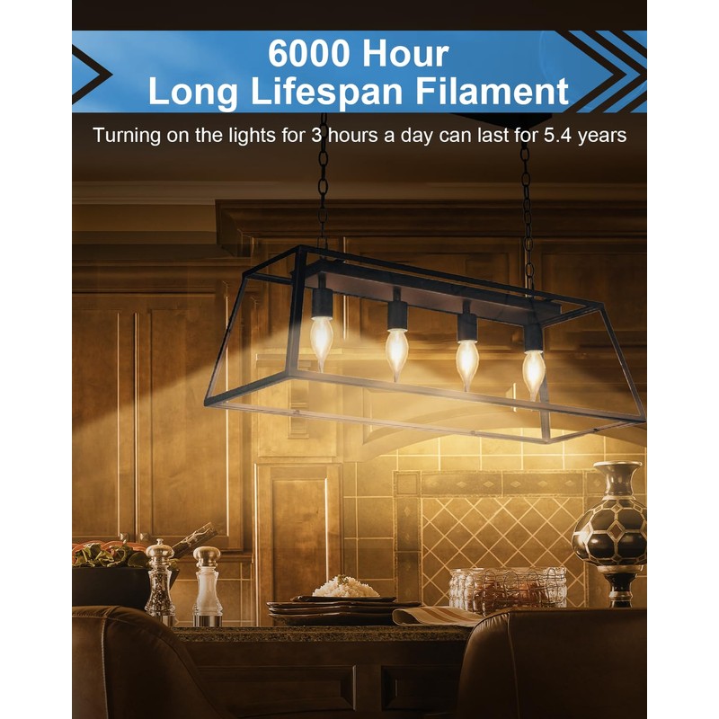 E12 B10 Clear Candle Base Bulb with Warm White 2700K,