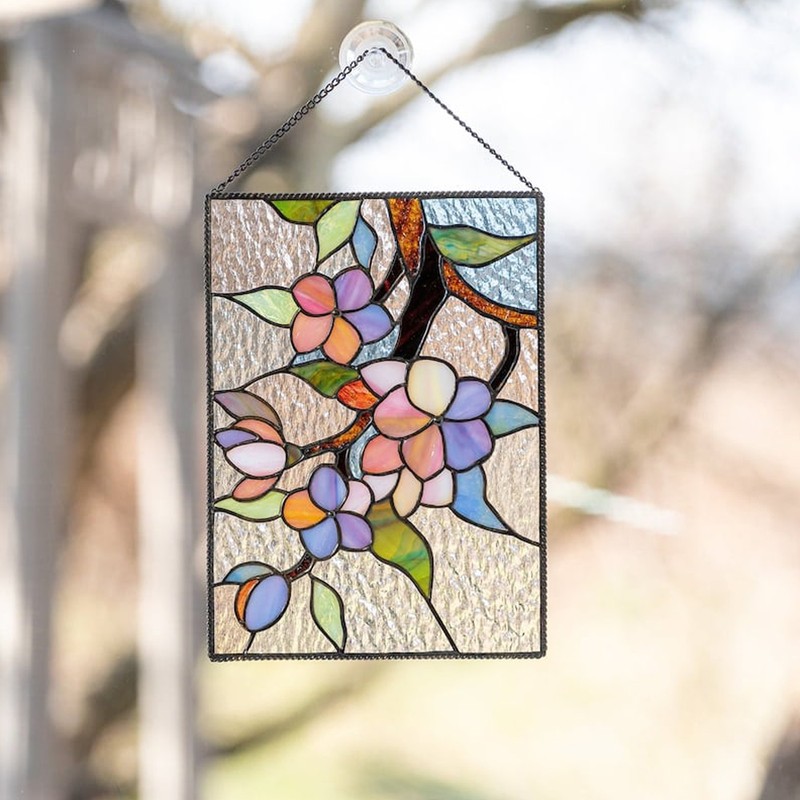 Cardinal Stained Window Panel Glass Window Hanging For Wall Decoration