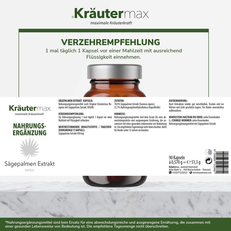 Kräutermax. Exterior Door Handles Saw Palmetto Extract Capsules 1 x