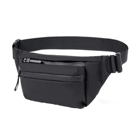 Bum Bag for Men and Women Sport Waterproof Stylish Nylon Small Unisex Black Hip Bum Waist Fanny Pack Outdoor Sports Running Waist Bag Holiday Money Pouch Pack, black