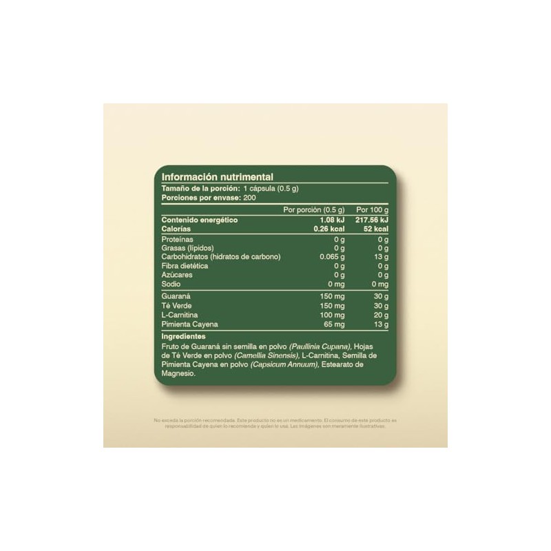 Vital Botanics Pre Workout L-Carnitina, Guaraná, Té Verde y Cayena