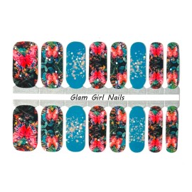 Glam Girl Nails Tropical Butterfly Sparkle Nail polish strips / Nail Wraps / Nail Stickers