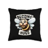 Buzzing Hugs Friendly Bee with Cute Smiling Face Throw Pillow