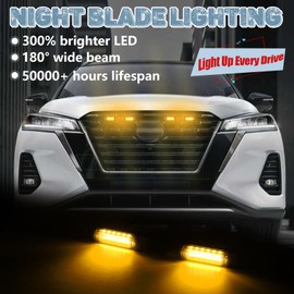 LED Front Grille Lights for Nissan Kicks 2021-2024 Grill Light Bar Running Lamps for Kicks Car Accessories S SV SR 623109VC5A (Amber)