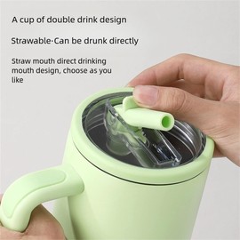 40oz Flip Cap Straw Cup with Handle Suitable for Car Cup Holder Leak Proof Traveler's Water Cup304 Stainless Steel Material - Traveler's Water Bottle (White)