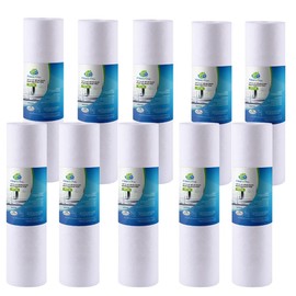 CFS – 10 Pack Polypropylene Sediment Water Filter Cartridges Compatible with GE GXWH20S Models – Remove Bad Taste – Whole House Replacement Filter Cartridge – 5 Micron – Universal 10" Cartridge