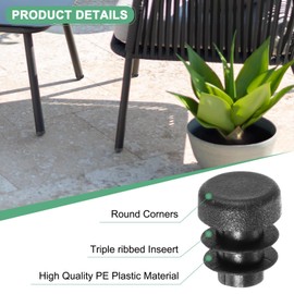 M METERXITY 70 Pack Round Plastic Plug, OD 12mm Furniture Tube Inserts Pipe Hole End Caps for Tubing Post/Glide Insert for Pipe Post/Table Chair Leg/Metal Tubing/Fence [Black]
