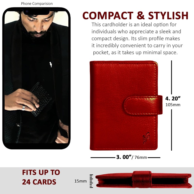 STARHIDE Soft Genuine Leather Compact Credit Debit Card Holder Case