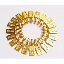 20 Medium Gold Plated Rectangle Glue on Bails, 4 Pendants Cameos, Cabs or Glass