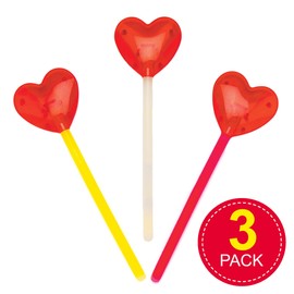 Baker Ross Heart Glow Stick Magic Wands - Pack of 3, Valentines Days Crafts (AT493)