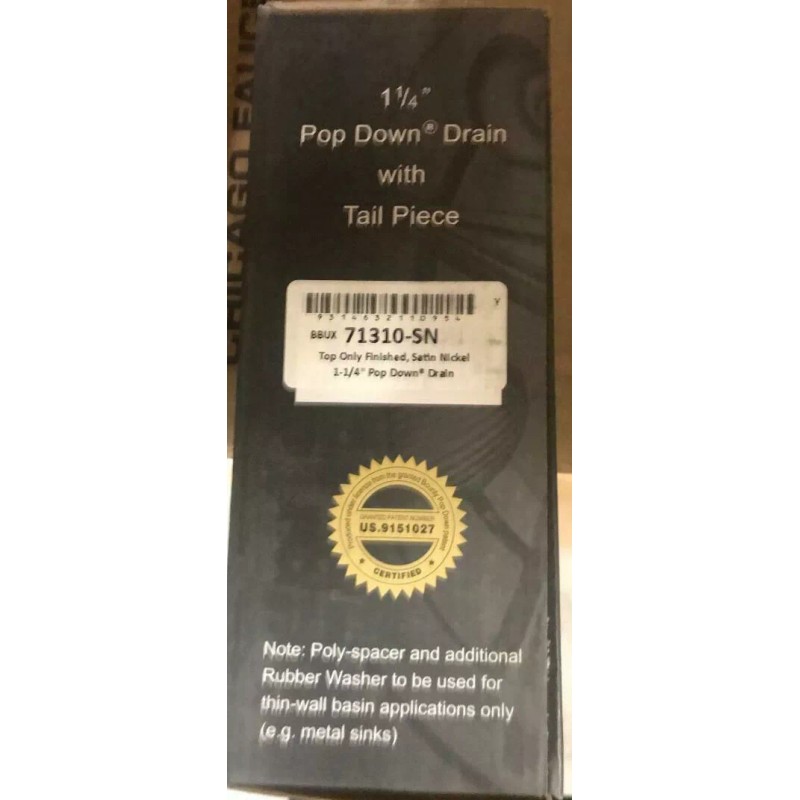 Bounty Brassware Satin Nickel 71310-SN Pop Down Top 1-1/4" Bathroom