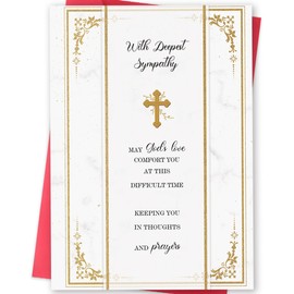 MOROLURU Christian Sympathy Cards, Religious Condolence Greeting Card with Bible Verse and Gold Cross, Comfort and Prayer Message, Double-Sided 8 x 5.3 Inch with Envelope