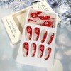 24Pcs Christmas Press on Nails Almond Medium Acrylic Nails Gold