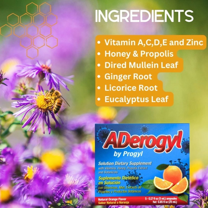 Aderogyl Solution Dietary Supplement with Vitamins, Honey, Propolis 5 per