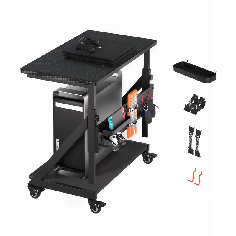 Klobel Height Adjustable Computer Tower Cart Stand, Mobile PC Laptop