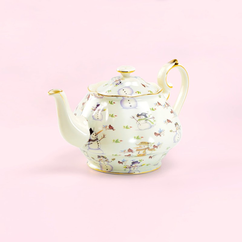Grace Teaware Holiday Snowman Fine Porcelain Teapot 36oz Capacity