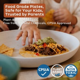 Nook Theory Reusable Wheat Straw Plates 8 Pcs - Non Toxic Plate, Microwavable, Dishwasher Safe and Unbreakable Dinnerware (Moss 9")