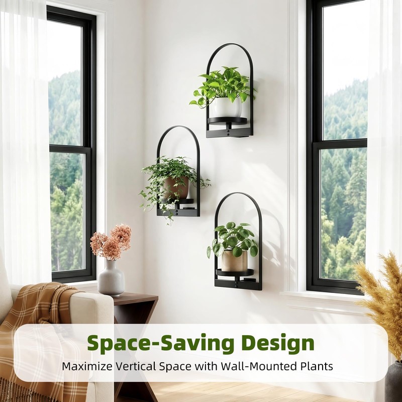 3 Pack Wall Plant Holder for Indoor Plants, Metal Wall