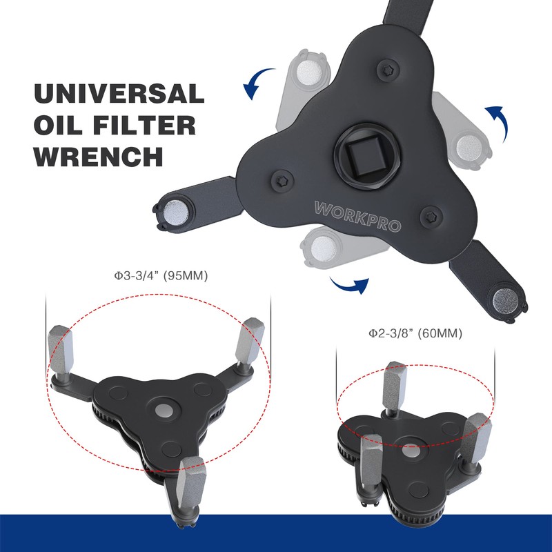WORKPRO Universal Oil Filter Wrench Adjustable, Magnetic Oil Filter Removal