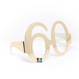PARTYLANDIA Paper Shaped Glasses Party Birthday Accessories Kids Adults 60th Birthday Pranks (60 Years Gold)
