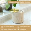 HAMAKAWA Nartural Marble Qtip Holder with Brass Lid, Beige Travertine