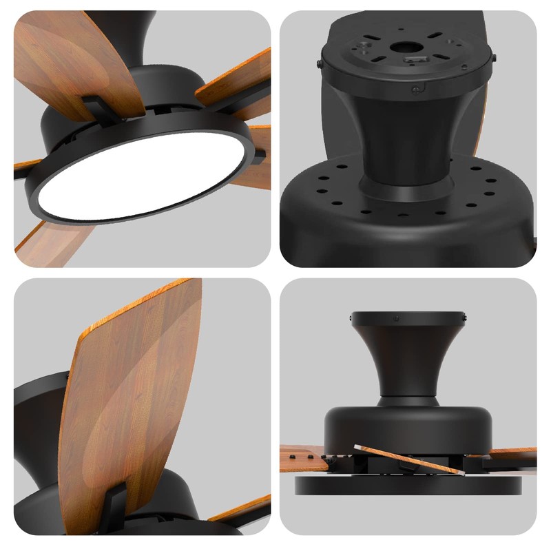 TALOYA Ceiling Fans with Lights and Remote, 46 Inch Low
