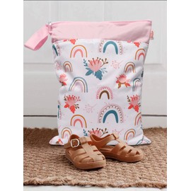 AKOZLIN Bolsa para Ropa Mojada, 2 Bolsas para Pañales Mojados y Secos, Bolsa Impermeable para Ropa Mojada de Bebé con Doble Cremallera para Pañales, Ropa Sucia, Salidas, Natación, Baño (Rosa 2 Pcs)