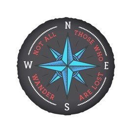 Not All Those Who Wander are Lost Compass Spare Tire Cover 14 Inch Wheel Protector for Truck SUV Trailer Camping Rv Tire Covers
