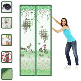 Magnetic Screen Door 37 x 83 Inches Screen Doors Retractable Screen Door Heavy Duty Magnetic Curtain Screen Door Green