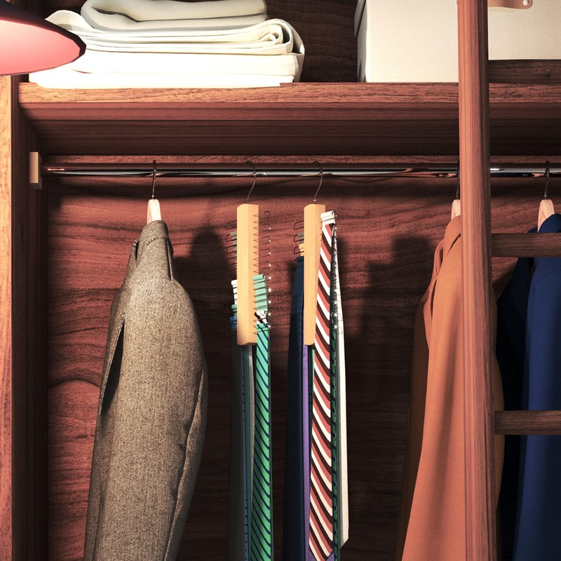 HANGERWORLD Wooden 20 Bar Tie Belt Rack Accessory Organiser Coat