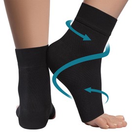 Ankle Compression Sleeve - 15-20mmhg Open Toe Compression Socks for Swelling, Plantar Fasciitis, Sprain, Neuropathy - Foot Supports Brace for Women and Men - M, Black