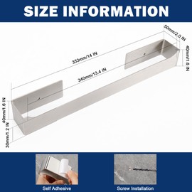 NearMoon Self Adhesive Hand Towel Holder/Towel Ring, Stainless Steel Hand Towel Bar Rustproof Stick on Wall-Towel Rack for Bathroom/Kitchen, Square Adhesive and Wall Mounted (14 Inch, Brushed Nickel)