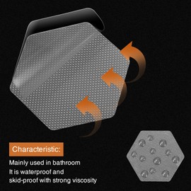 Secopad Bathtub Stickers Non-Slip, 12 PCS Hexagon Grey Safety Shower Treads Adhesive Appliques with Premium Scraper