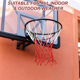 COYUN 2 Stück Profi Basketballnetz, Basketball Netz wetterfest,Basketball Ersatz Netz, Polyester 3 Farbig Basketball-Netz Für Standard Indoor Oder Outdoor Basketballkorb (12 Schlaufen)