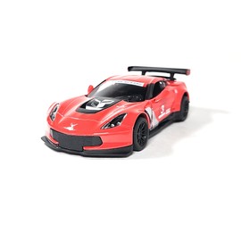 2016 Corvette C7.R, 1:36 Scale Die Cast Model, Openable Doors, Pull-Back Action, Red (Red)