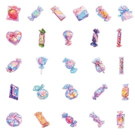Various Candy Stickers for Boy Girls Kids|50 Pcs|Exquite Clear PET Waterproof Stickers for Laptop Computer Phone Tablet Flasks Water Bottle Notebook Scrapbook,Trendy Decals Pack(Sparkling Candy)