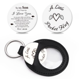 To My Son Inspirational Keychain - Son Birthday Gifts from Mom Meaningful Pocket Hug Token, Love and Encouragement Keychains for Adult Teen Boys Back to School Graduation