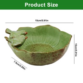 RAINPOP RAINPOP Bird Feeders for The Garden, Bird Baths for The Garden, Free Standing Stone Bird Bath for Garden, Ceramic Bird Bath Bowl for Wild Birds for Garden Backyard Outdoor Indoor Decor, Green