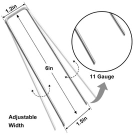 HongWay 120 Pack 6 Inch Landscape Staples 11 Gauge Garden Staples, Galvanized Garden Stakes U-Shaped Sod Pins, Lawn Yard Ground Fence Stakes for Anchoring Landscaping Fabric Irrigation Tubing