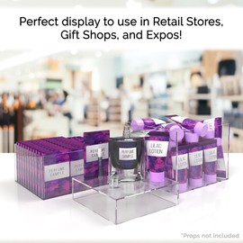 Marketing Holders 3 Piece Acrylic Display Riser Boxes Clear Retail Product Riser with Hollow Bottom No Lid 2", 4", 6" High Nesting Bins One Open Side Merchandise Storage Box